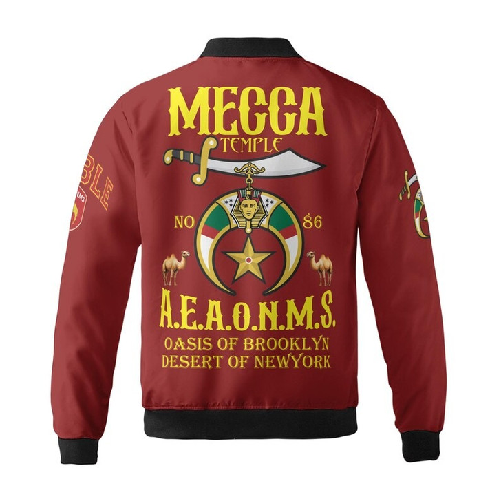 Personalized Temple Name Nobles Mystic Shrine AEAONMS Camel Walking Freemasonry 3D Bomber Jacket Size S-5XL