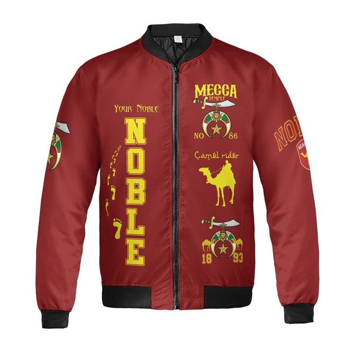 Personalized Temple Name Nobles Mystic Shrine AEAONMS Camel Walking Freemasonry 3D Bomber Jacket Size S-5XL