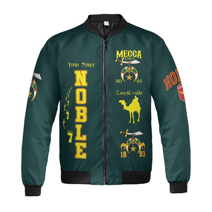Personalized Temple Name Nobles Mystic Shrine AEAONMS Camel Walking Freemasonry 3D Bomber Jacket Size S-5XL