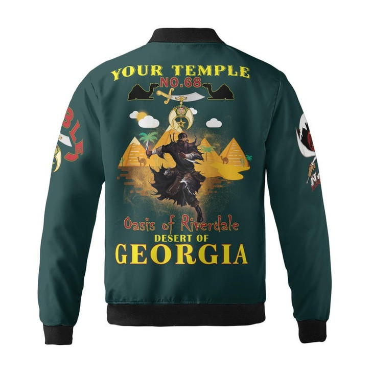 Personalized Temple Name Nobles Mystic Shrine AEAONMS Desert Pyramid Freemasonry 3D Bomber Jacket Size S-5XL