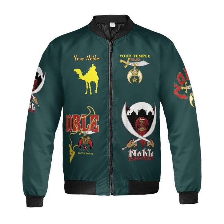 Personalized Temple Name Nobles Mystic Shrine AEAONMS Desert Pyramid Freemasonry 3D Bomber Jacket Size S-5XL