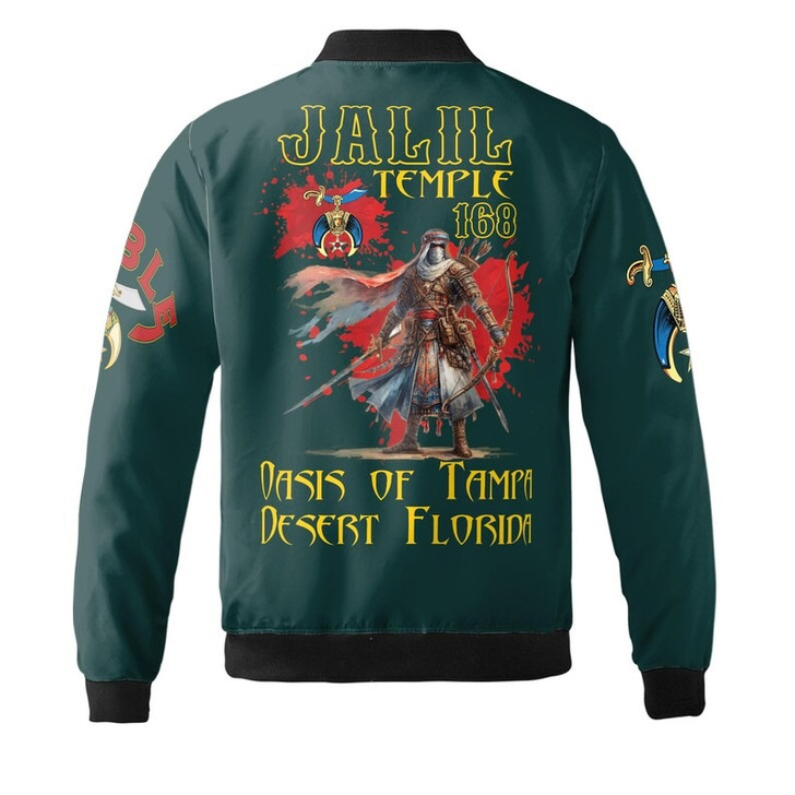 Custom Temple Name Nobles Mystic Shrine AEAONMS Warrior Freemasonry 3D Bomber Jacket Size S-5XL