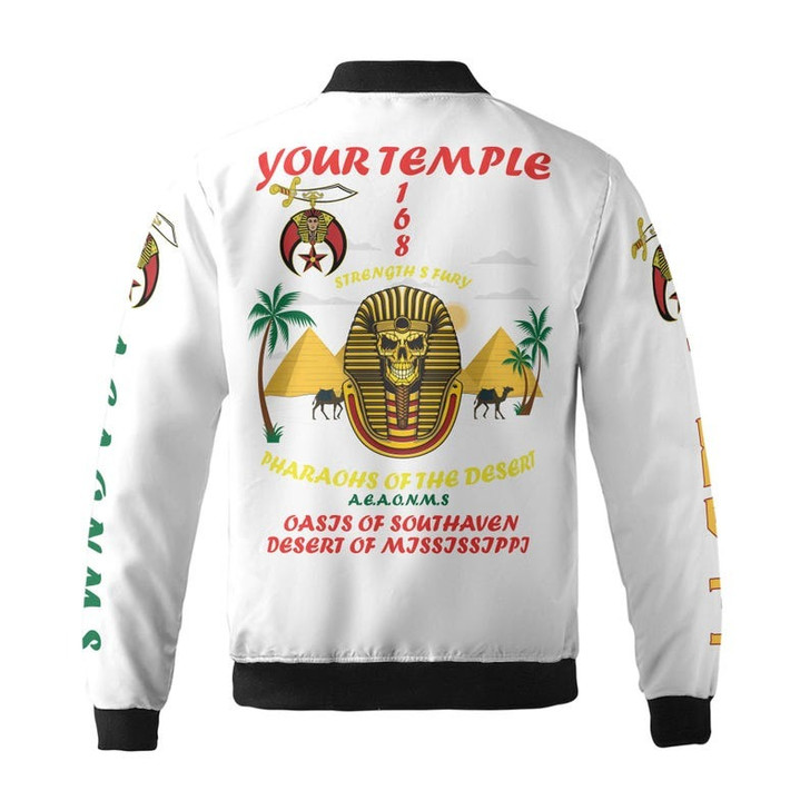 Custom Temple Nobles 1893 Pharaohs Of The Desert AEAONMS Mystic Shrine Freemasonry 3D Bomber Jacket Size S-5XL