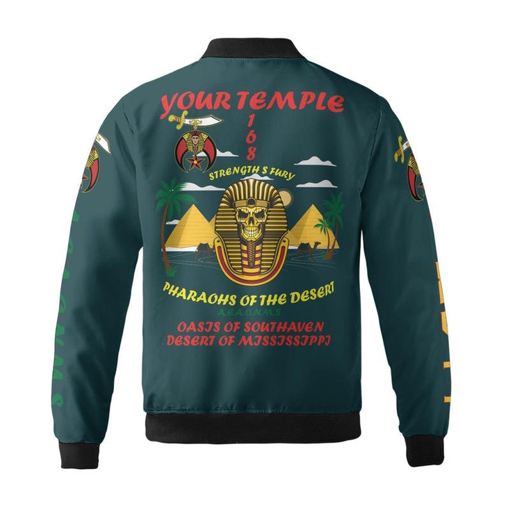 Custom Temple Nobles 1893 Pharaohs Of The Desert AEAONMS Mystic Shrine Freemasonry 3D Bomber Jacket Size S-5XL