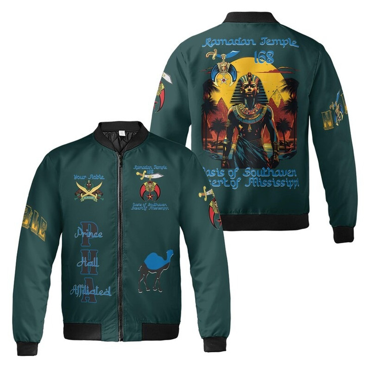 Custom Temple Name Nobles Mystic Shrine AEAONMS PHAraoh King of Desert Pyramids 3D Bomber Jacket Size S-5XL