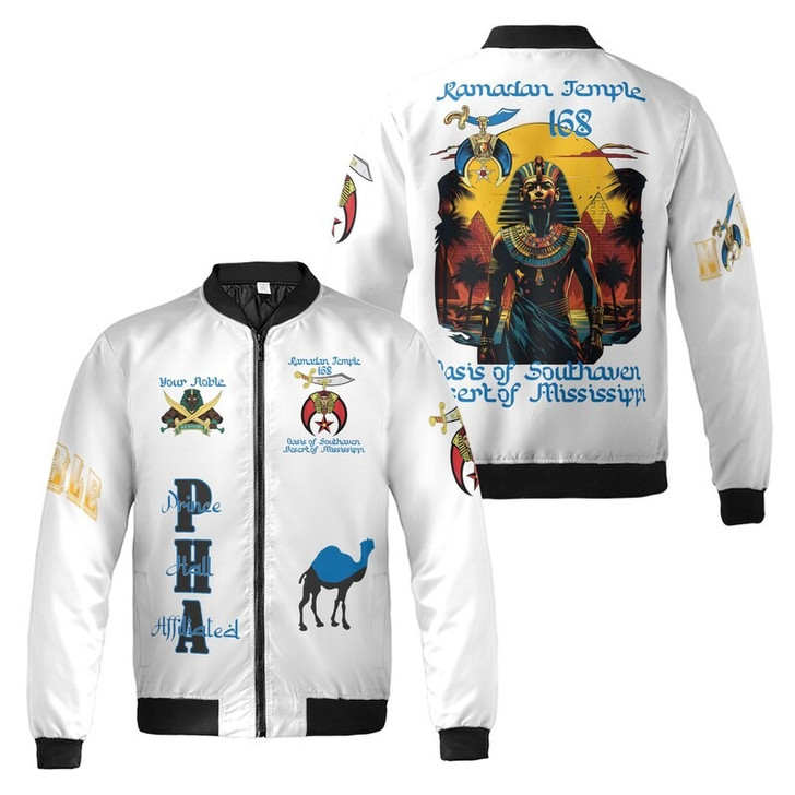Custom Temple Name Nobles Mystic Shrine AEAONMS PHAraoh King of Desert Pyramids 3D Bomber Jacket Size S-5XL