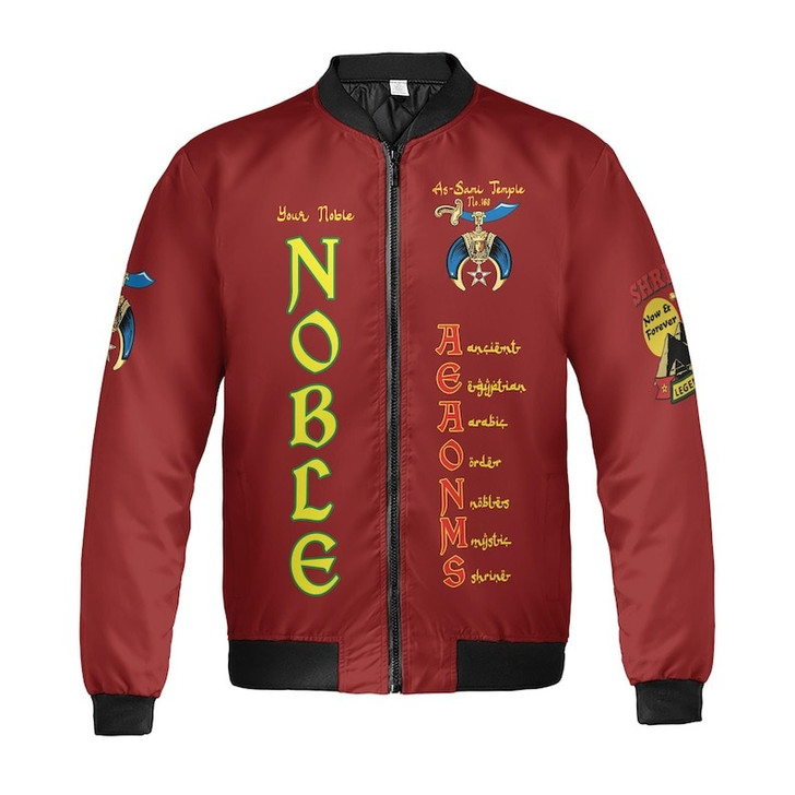 Custom Temple Name Nobles Mystic Shrine AEAONMS Pharaoh Pyramids Legendary Freemasonry 3D Bomber Jacket Size S-5XL