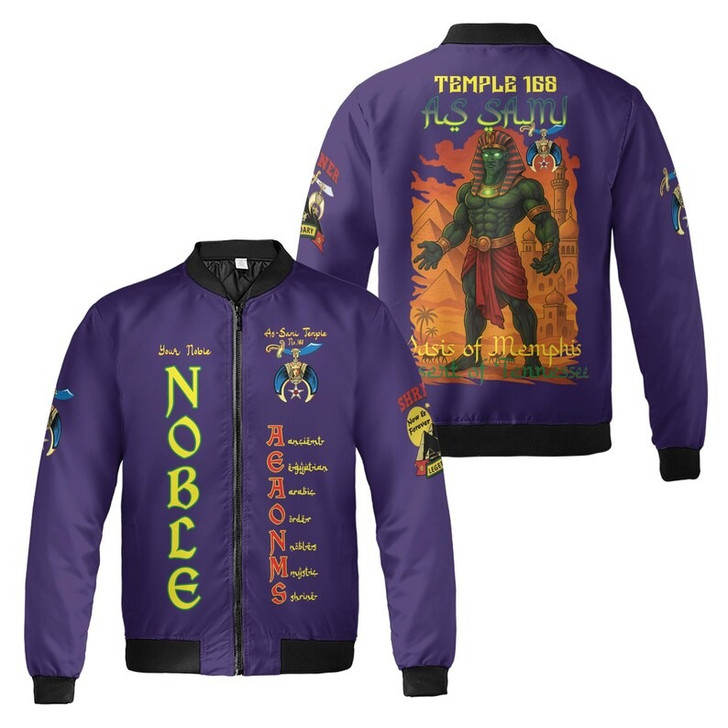 Custom Temple Name Nobles Mystic Shrine AEAONMS Pharaoh Pyramids Legendary Freemasonry 3D Bomber Jacket Size S-5XL