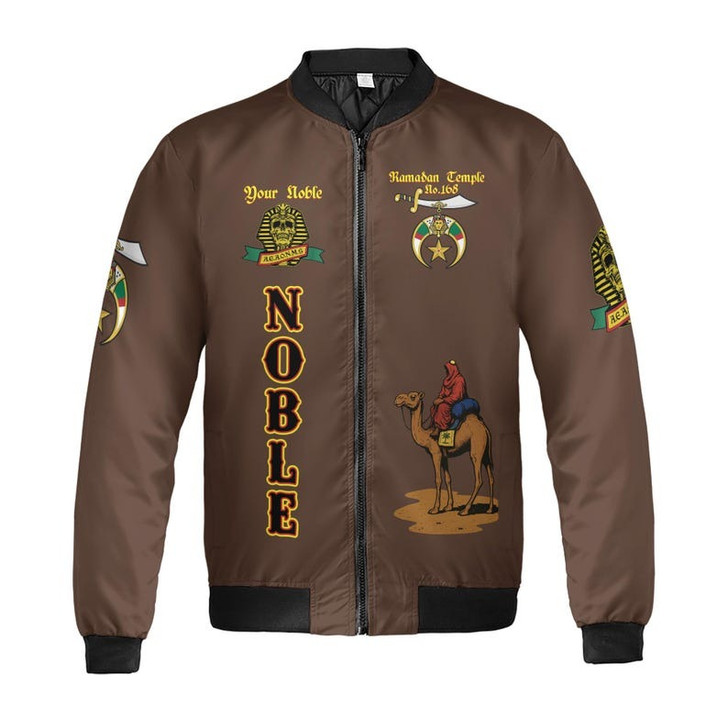 Custom Temple Name Nobles Mystic Shrine AEAONMS Ra And Anubis Nile Freemasonry 3D Bomber Jacket Size S-5XL