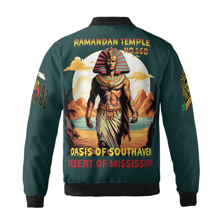 Custom Temple Name Nobles Mystic Shrine AEAONMS Pharaoh King 1893 PHA Freemasonry 3D Bomber Jacket Size S-5XL