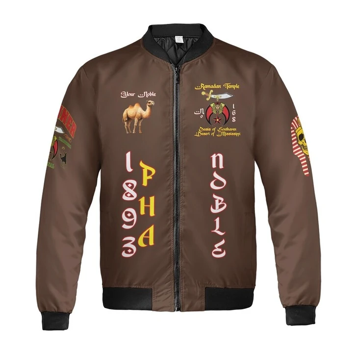 Custom Temple Name Nobles Mystic Shrine AEAONMS 1893 PHA Mythical Pharaoh Freemasonry 3D Bomber Jacket Size S-5XL