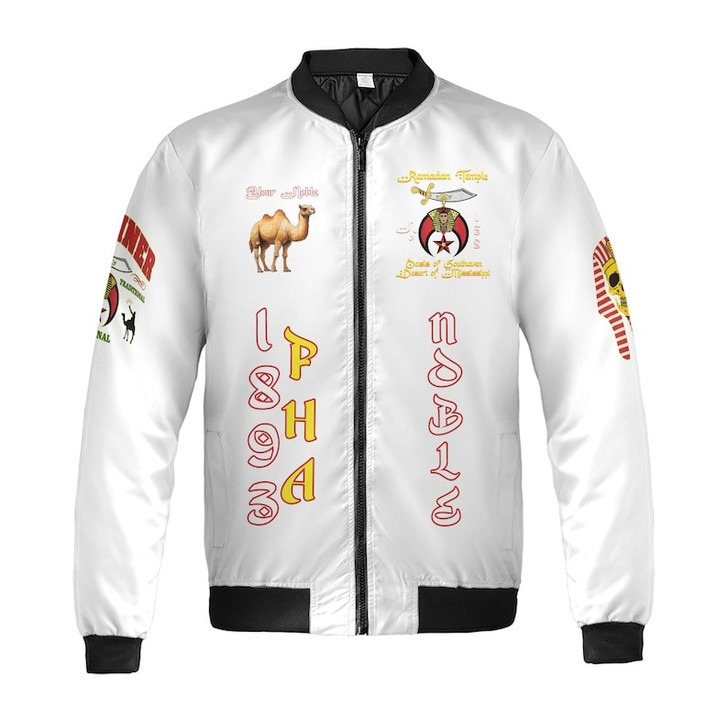 Custom Temple Name Nobles Mystic Shrine AEAONMS 1893 PHA Mythical Pharaoh Freemasonry 3D Bomber Jacket Size S-5XL