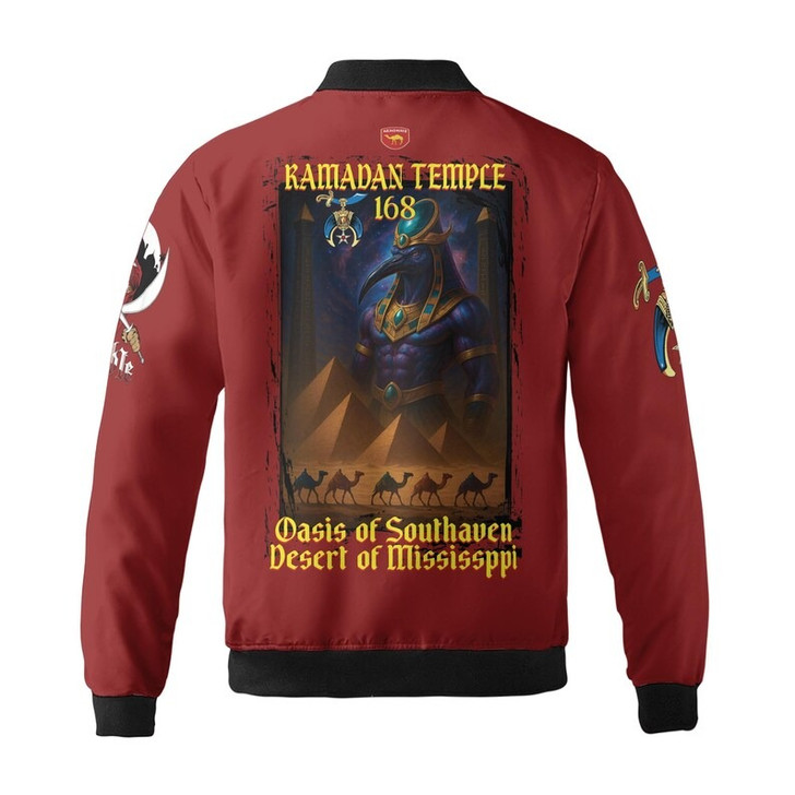 Custom Temple Name Nobles Mystic Shrine AEAONMS God of Wisom PHA Freemasonry 3D Bomber Jacket Size S-5XL
