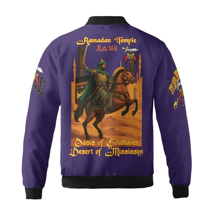 Custom Temple Name Nobles Mystic Shrine AEAONMS Kaaba Guardian PHA 1893 Freemasonry 3D Bomber Jacket Size S-5XL