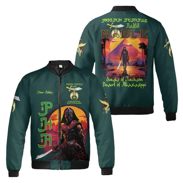 Custom Temple Name Nobles Mystic Shrine AEAONMS Sons Of The Desert Freemasonry 3D Bomber Jacket Size S-5XL