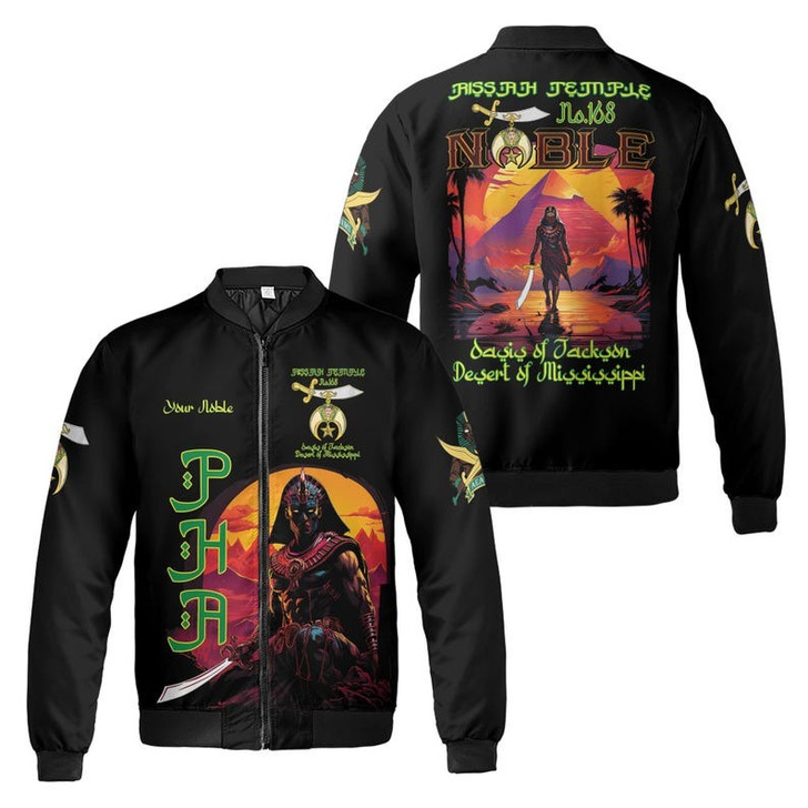Custom Temple Name Nobles Mystic Shrine AEAONMS Sons Of The Desert Freemasonry 3D Bomber Jacket Size S-5XL