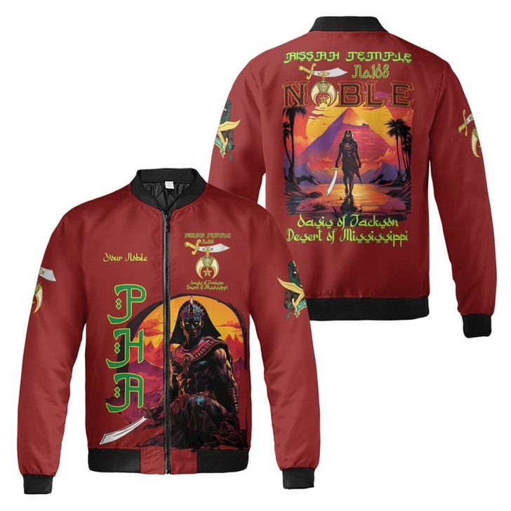 Custom Temple Name Nobles Mystic Shrine AEAONMS Sons Of The Desert Freemasonry 3D Bomber Jacket Size S-5XL