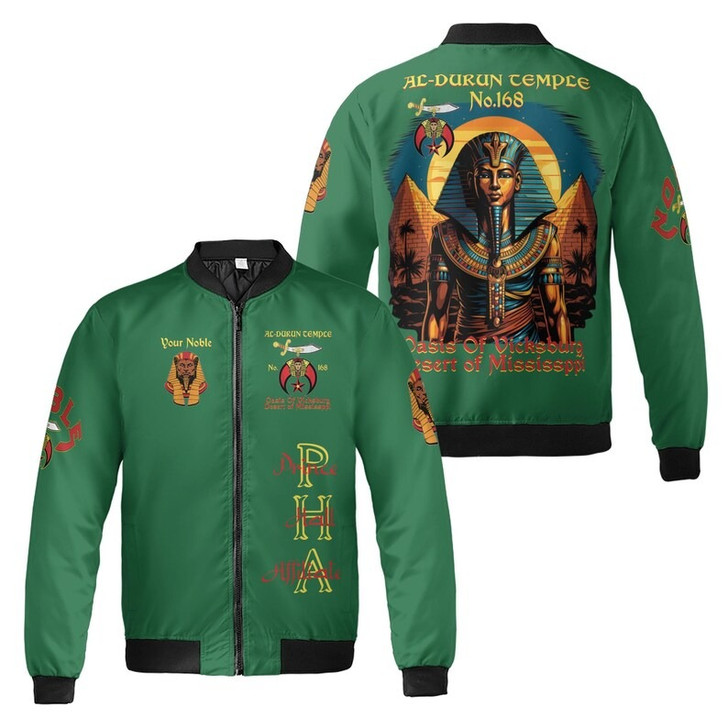 Custom Temple Name Nobles Mystic Shrine AEAONMS King Of The Desert Freemasonry 3D Bomber Jacket Size S-5XL