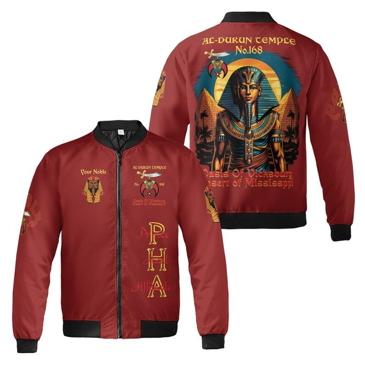 Custom Temple Name Nobles Mystic Shrine AEAONMS King Of The Desert Freemasonry 3D Bomber Jacket Size S-5XL