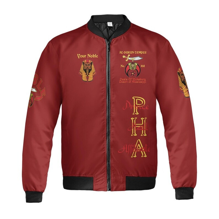 Custom Temple Name Nobles Mystic Shrine AEAONMS King Of The Desert Freemasonry 3D Bomber Jacket Size S-5XL