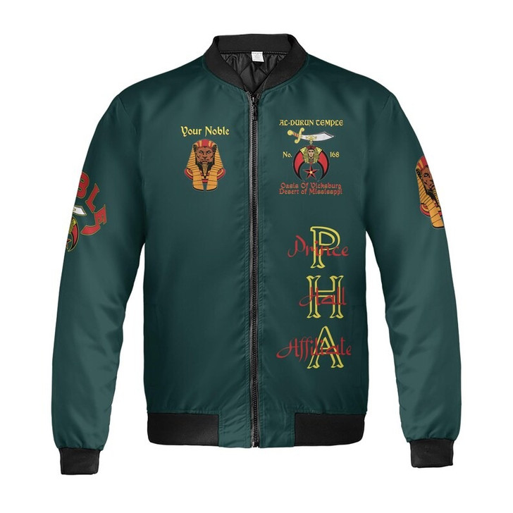 Custom Temple Name Nobles Mystic Shrine AEAONMS King Of The Desert Freemasonry 3D Bomber Jacket Size S-5XL