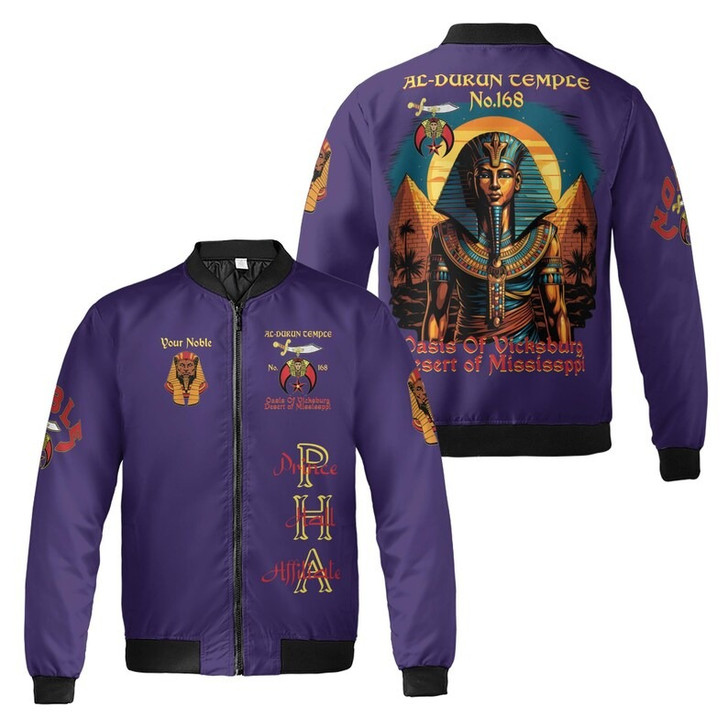 Custom Temple Name Nobles Mystic Shrine AEAONMS King Of The Desert Freemasonry 3D Bomber Jacket Size S-5XL