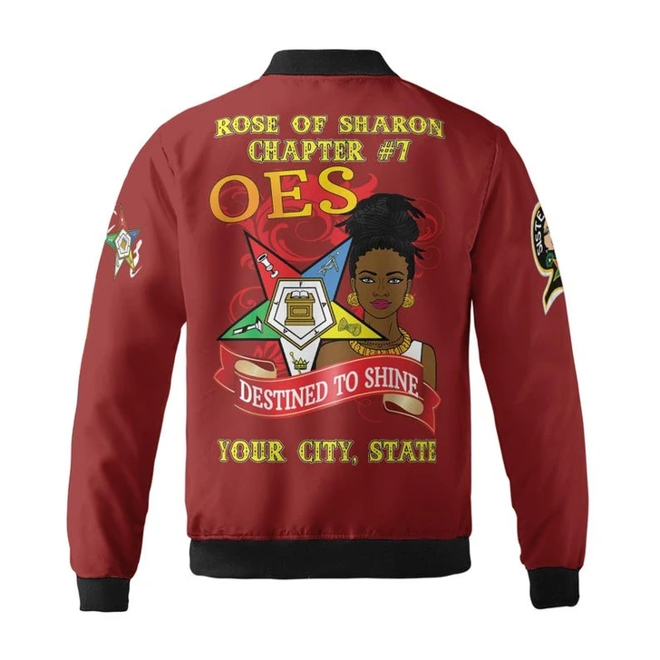 Custom Chapter Name OES Diva Sisters Order of the Eastern Sister Destined To Shine Women 3D Bomber Jacket Size S-5XL