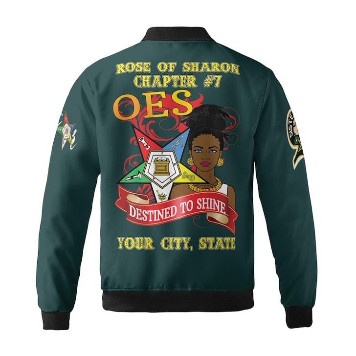 Custom Chapter Name OES Diva Sisters Order of the Eastern Sister Destined To Shine Women 3D Bomber Jacket Size S-5XL