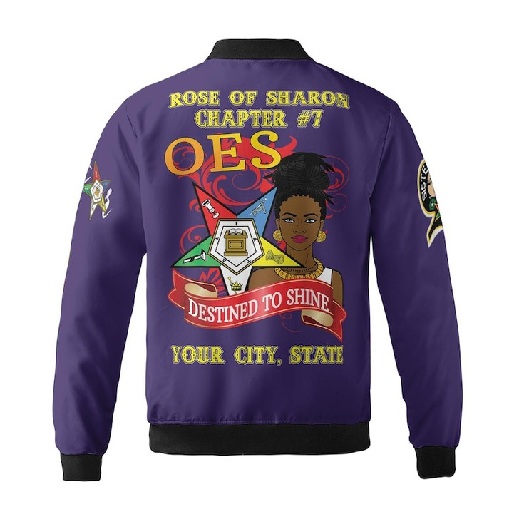 Custom Chapter Name OES Diva Sisters Order of the Eastern Sister Destined To Shine Women 3D Bomber Jacket Size S-5XL