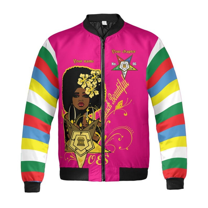 Custom Chapter Name OES Order Of The Eastern Star Destined To Shine Color Block 3D Bomber Jacket Size S-5XL