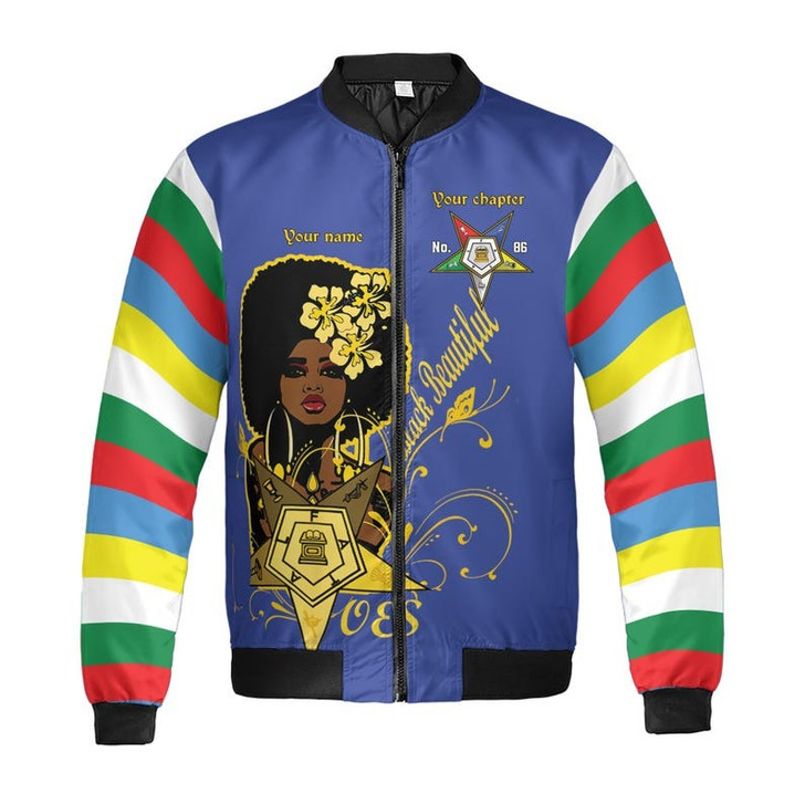 Custom Chapter Name OES Order Of The Eastern Star Destined To Shine Color Block 3D Bomber Jacket Size S-5XL