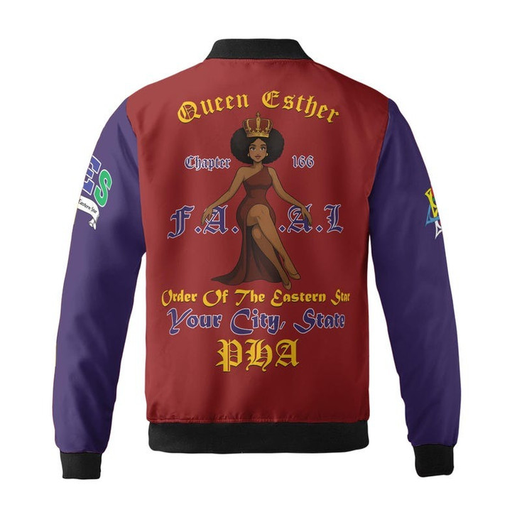 Custom Chapter Name OES Order Of The Eastern Star Sistar PHA FATAL 3D Bomber Jacket Size S-5XL