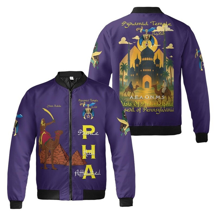 Custom Temple Name Nobles Mystic Shrine AEAONMS Temple Birds Freemasonry 3D Bomber Jacket Size S-5XL
