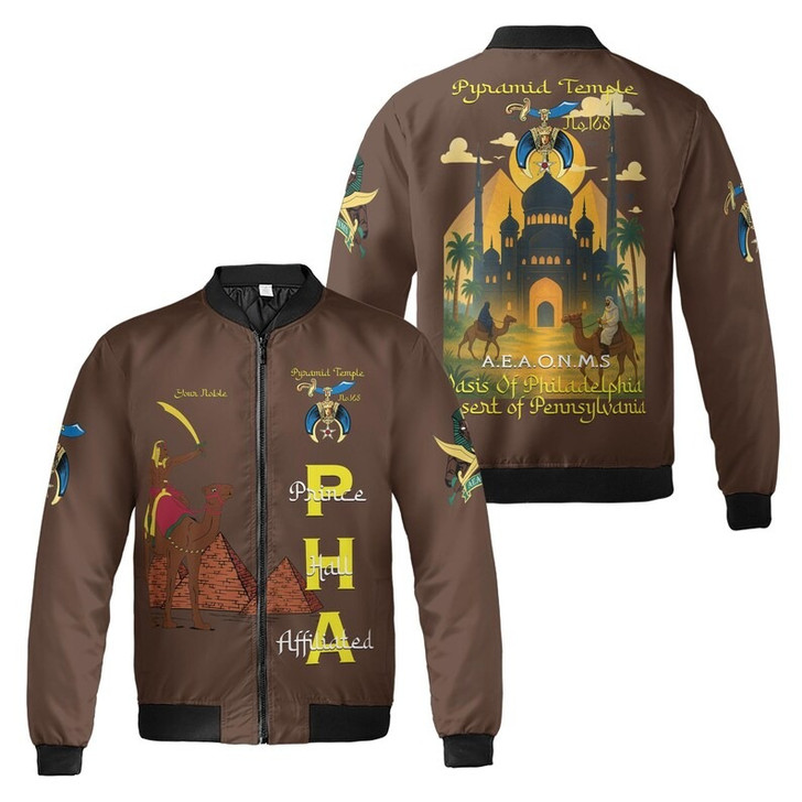 Custom Temple Name Nobles Mystic Shrine AEAONMS Temple Birds Freemasonry 3D Bomber Jacket Size S-5XL