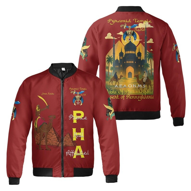 Custom Temple Name Nobles Mystic Shrine AEAONMS Temple Birds Freemasonry 3D Bomber Jacket Size S-5XL