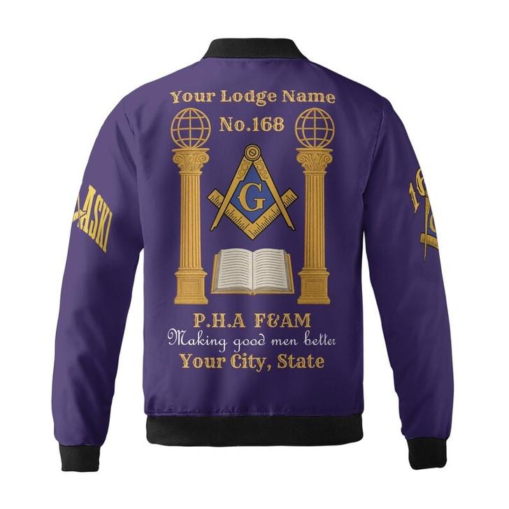 Personalized Lodge Name Freemasonry Prince Hall PHA F&AM To Be One Ask One 3D Bomber Jacket Size S-5XL