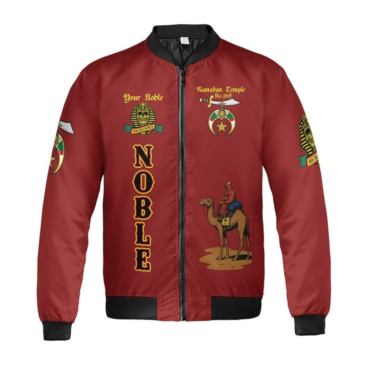 Custom Temple Name Nobles Mystic Shrine AEAONMS Anubis Nile Freemasonry 3D Bomber Jacket Size S-5XL