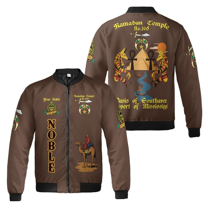 Custom Temple Name Nobles Mystic Shrine AEAONMS Anubis Nile Freemasonry 3D Bomber Jacket Size S-5XL