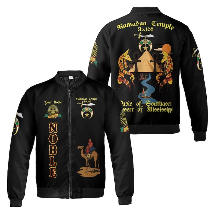 Custom Temple Name Nobles Mystic Shrine AEAONMS Anubis Nile Freemasonry 3D Bomber Jacket Size S-5XL