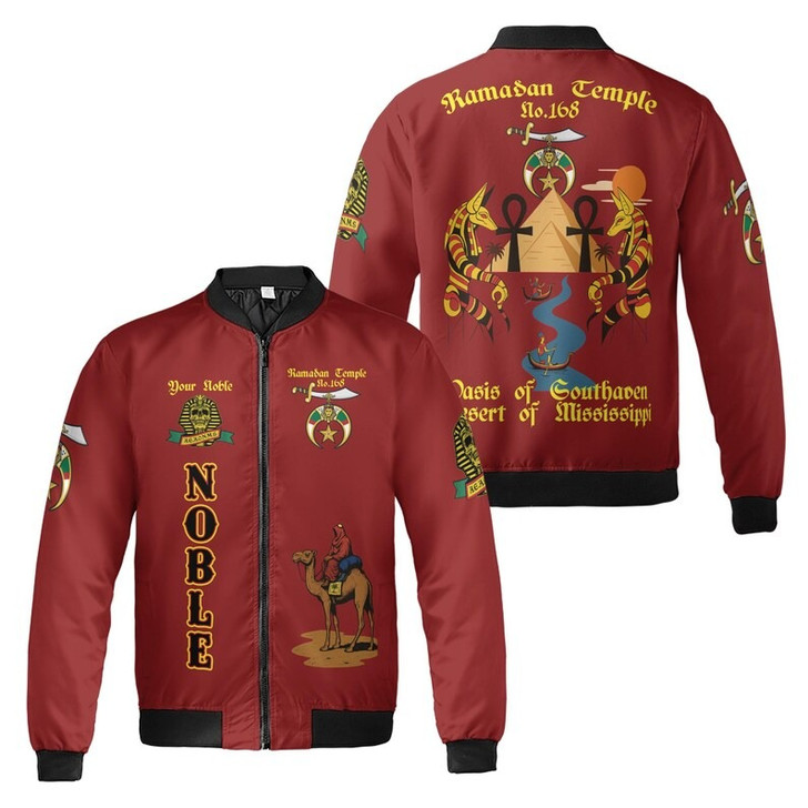 Custom Temple Name Nobles Mystic Shrine AEAONMS Anubis Nile Freemasonry 3D Bomber Jacket Size S-5XL