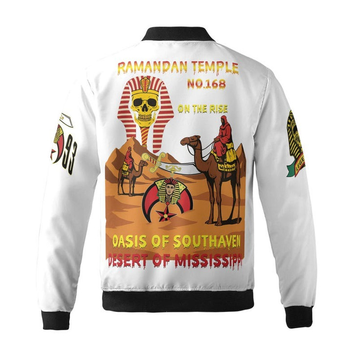 Custom Temple Name Nobles Mystic Shrine AEAONMS On The Rise 1893 PHA Freemasonry 3D Bomber Jacket Size S-5XL