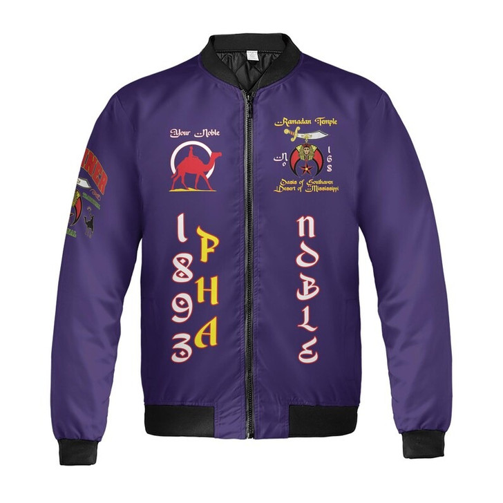 Custom Temple Name Nobles Mystic Shrine AEAONMS The Old Guard Freemasonry 3D Bomber Jacket Size S-5XL