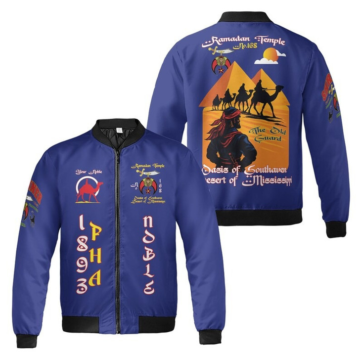 Custom Temple Name Nobles Mystic Shrine AEAONMS The Old Guard Freemasonry 3D Bomber Jacket Size S-5XL