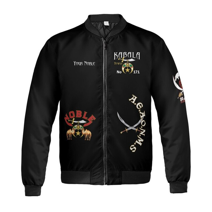 Custom Temple Name Nobles Mystic Shrine AEAONMS Desert Warrior Freemasonry 3D Bomber Jacket Size S-5XL