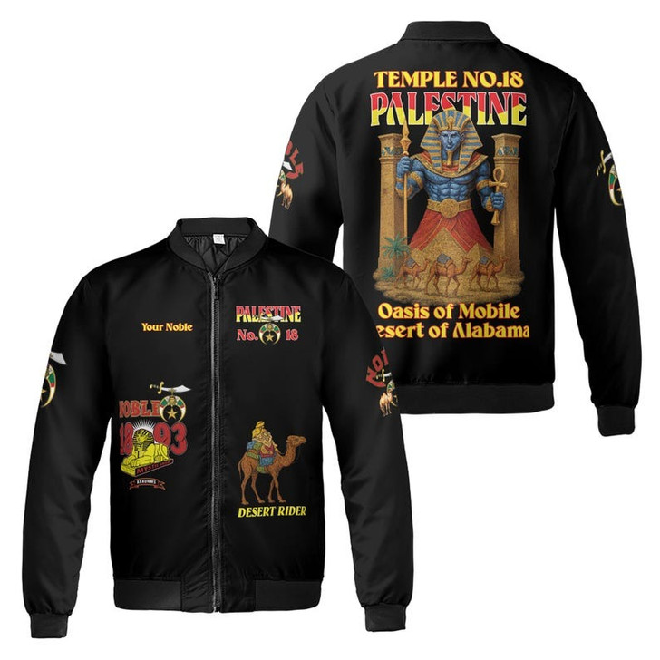 Custom Temple Name Nobles 1983 Mystic Shrine AEAONMS Pharaoh Warrior Freemasonry 3D Bomber Jacket Size S-5XL