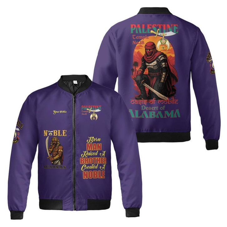 Custom Temple Name Nobles 1983 AEAONMS Warrior Sons Of The Desert Shriners Prince Hall 3D Bomber Jacket Size S-5XL