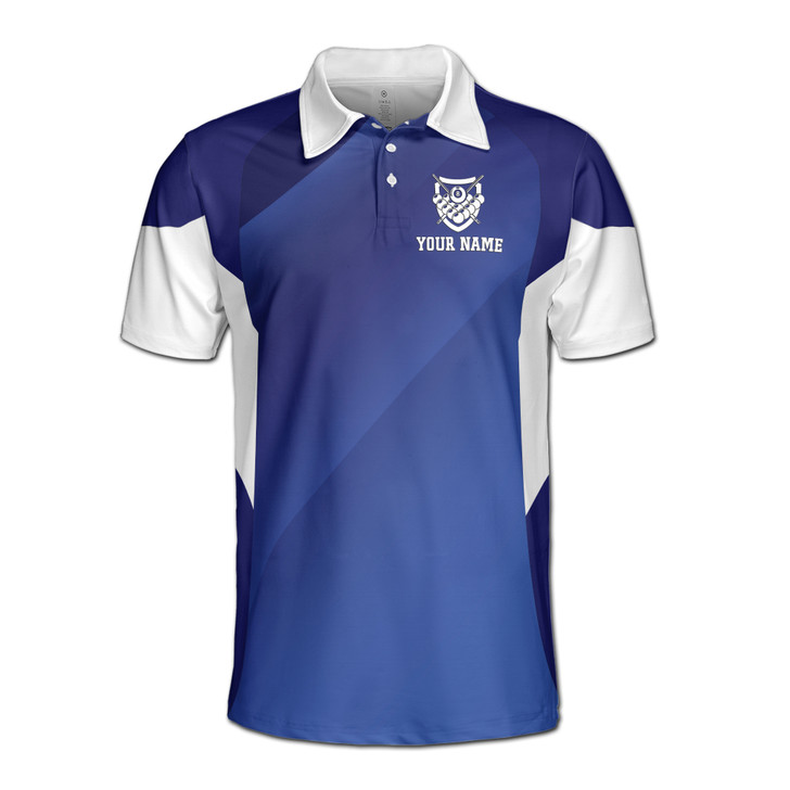 Personalized Name and Team Blue Billiards Player Jersey Men's Polo Shirt S-5XL