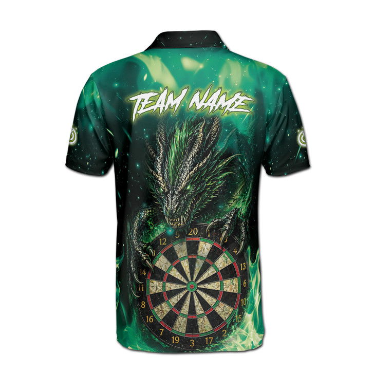 Personalized Name and Team Green Dragon Dart Player Jersey Men's Polo Shirt S-5XL