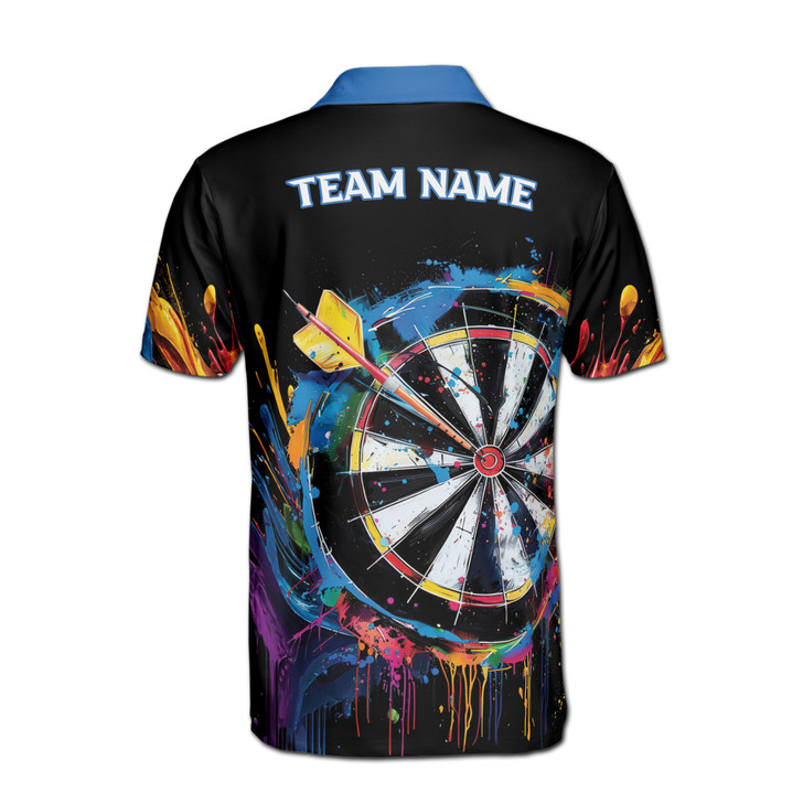 Personalized Name and Team Colorful Dart Player Jersey Men's Polo Shirt S-5XL