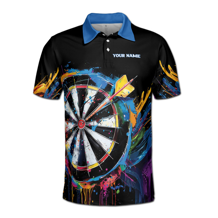 Personalized Name and Team Colorful Dart Player Jersey Men's Polo Shirt S-5XL